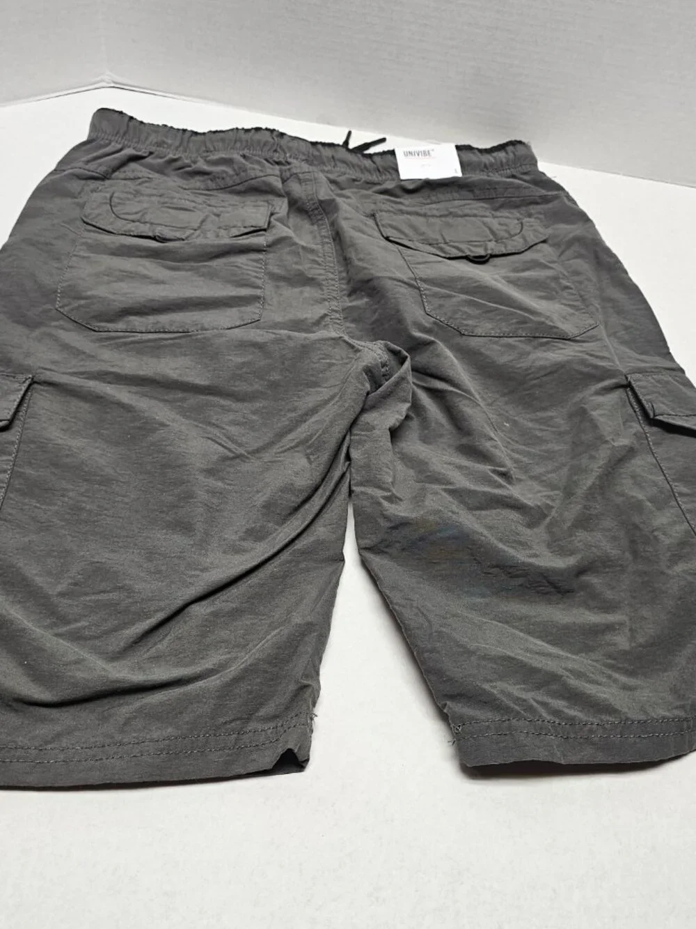 New Youth Teen Boys Univibe Gray Black Drawstring Cargo Shorts Pockets 16